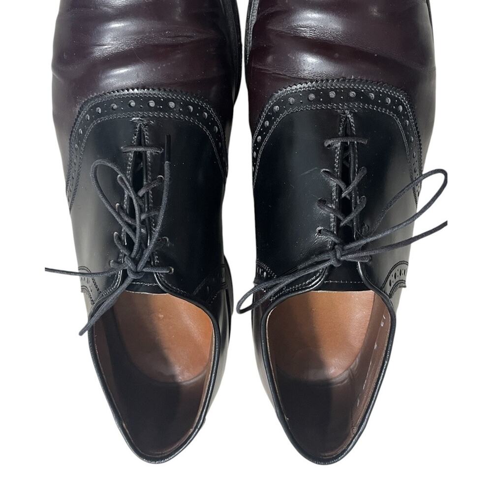 Allen Edmonds Polo Two Tone Burgundy 12 Black Saddle Mens Dress Shoe 8271 Formal - Picture 6 of 12
